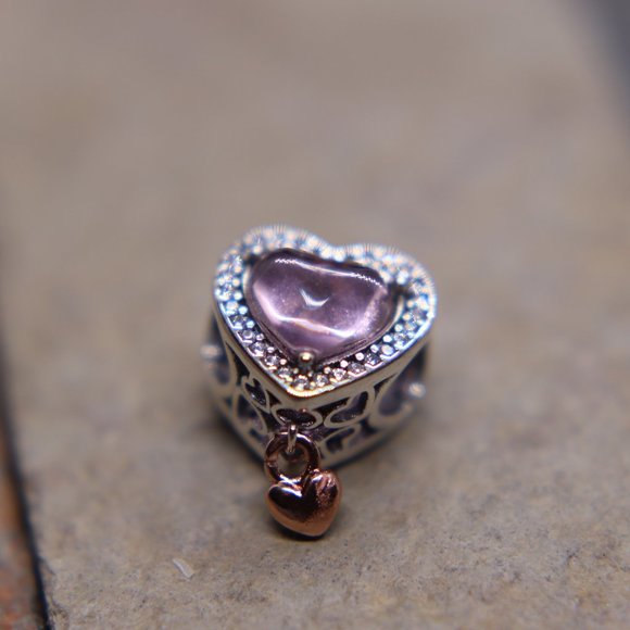 Sparkling Pink Heart Mom Bracelet Charm - S925 Sterling Silver Fits Pandora - Picture 3 of 5